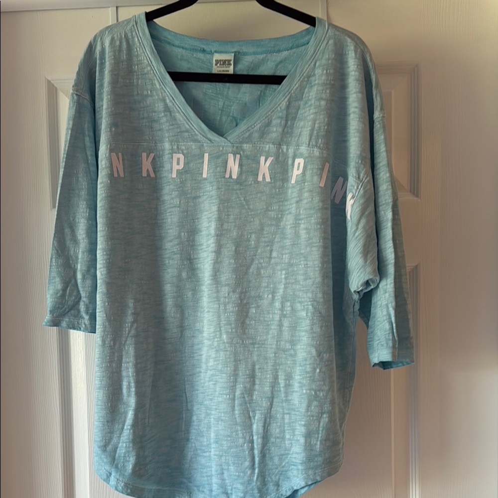 PINK Victoria's Secret Blue Long Sleeve Tee Relaxed Fit